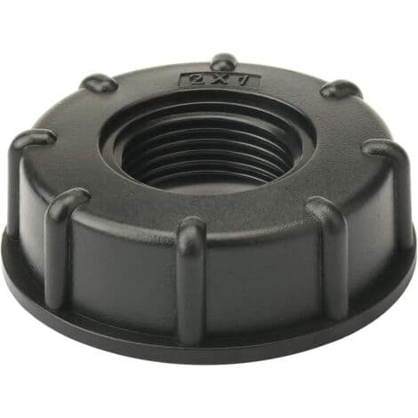 S60x6 hætte, 1000L IBC adapter, 1-tommer IBC tankfitting