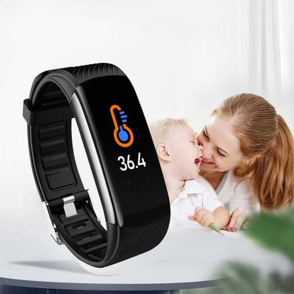 Activity bracelet with pulse, blood oxygen, pedometer, 5 sport modes Pink Black