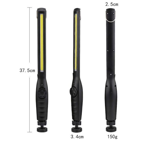 LED-taskulamppu koukulla, USB-ladattava kannettava taskulamppu tarkastusvalo