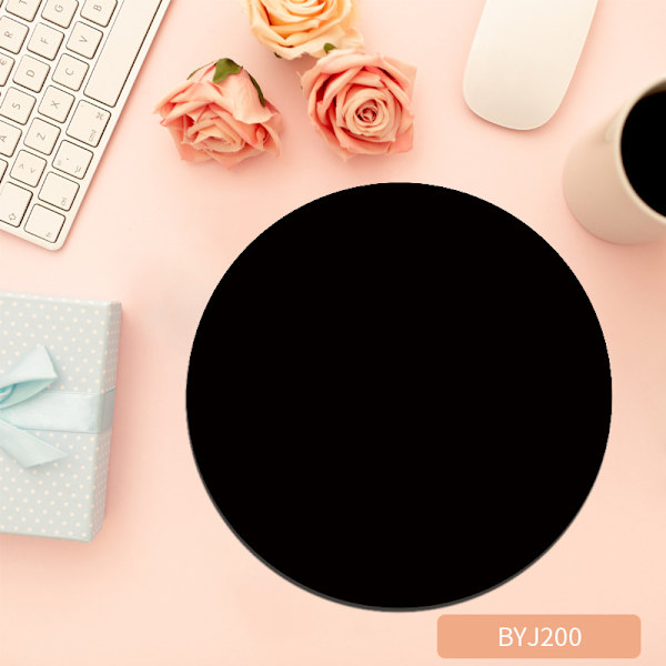 Round Mouse Pad with Stitched Edges Black M Pink