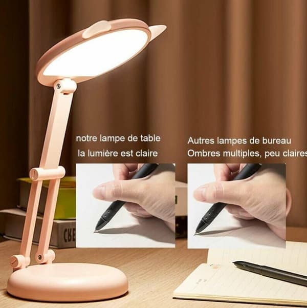 LED Skrivebordslampe for Barn Jenter Rosa Katteører Justerbart Nattlys
