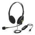 Gaming headset med hovedtelefoner og mikrofon. USB-headset med mikrofon til videospil. Kablede øretelefoner.