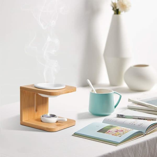 ®RisingFF Æterisk Olie Diffuser, Keramisk Lysvarmer med Lysholder, Dekorativ Aromaterapi Diffuser