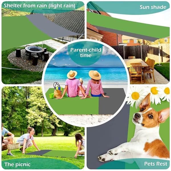 Vandtæt strandmåtte camping picnictæppe sandfrit foldbart bærbart til strand picnic have - grøn - 210x200cm