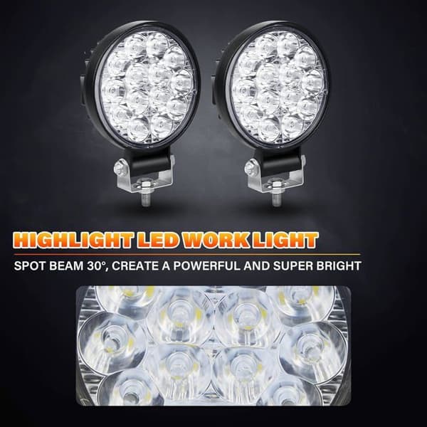 Stk runde LED arbeidslys, 3,2 tommer 42W Mini Spotlight Lys 12V 24V LED arbeidslampe 6000K Spot Tåkelys