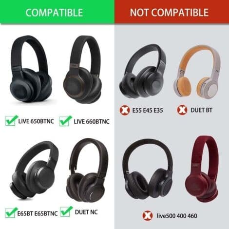 Anvend til JBL E65BTNC Duet NC live650660btnc Ørekopper, ørepuder, ørekopper