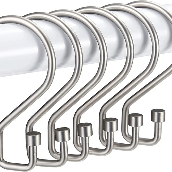 S-shaped hanging hooks shower curtain hooks 12-pack, Shower curtain accessories Silver