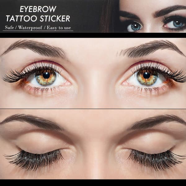 Midlertidige øjenbrynstatoveringer 6 ark Sort