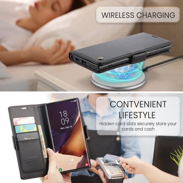 Fodral för Samsung Note 20 Ultra PU Läder Plånboksfodral med Magnetiska Kortplatser och RFID-skydd, Stöldskydd Folio