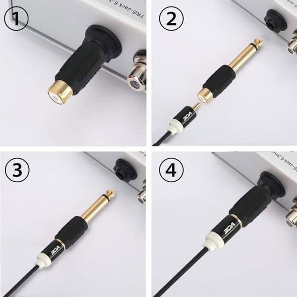 Pakke med 6 6,35 mm Mono Stik Han til RCA Hun Audio Adaptere