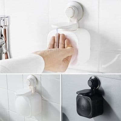 Veggmontert såpedispenser med sugekopp - Ingen boring nødvendig - Påfyllbar - Hvit - ABS/PVC