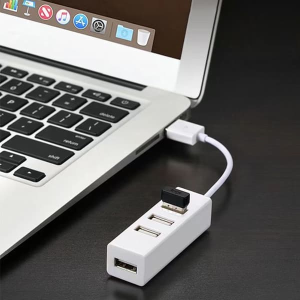Hvit 4-Port USB 3.0 Hub med 100 cm Kabel - Høyhastighets 5 Gbps Dataoverføring