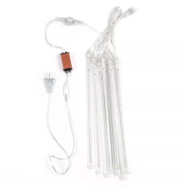 Meteorregnlys, 50 cm, 10 rør, 400 LED, IP65 vanntett, utendørs julebryllupsgirlander (kaldhvit)