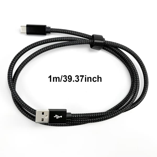 USB-A 2.0 to USB C Cable with 3A Fast Charging Black 1 m
