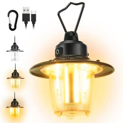 Oppladbar Campinglykt - 1000 Lumen Campinglykt for Telt - Bærbar, IP65 Vanntett - 4 Lysmoduser