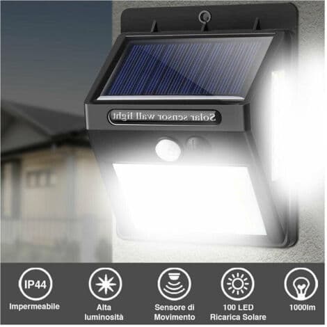 Sæt med 2 stk. Solar LED Spotlampe Bevægelsessensor Lys Udendørs Have