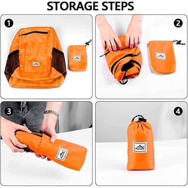 Vandretaske - Orange - Sammenfoldelig - Ultralet - Vandtæt - 20L Orange