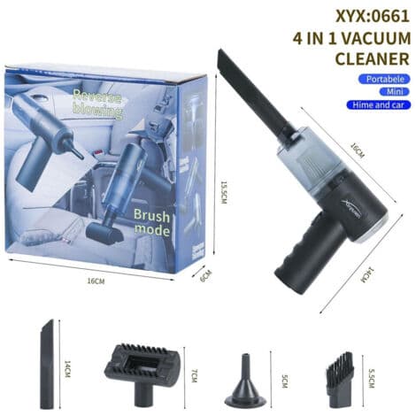 Mini Professionell Blåsare, Bärbar 4-i-1 Dammsugare för Bil och Hem Laddning (USB)