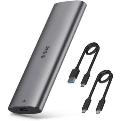 SSK Aluminium M.2 til USB NVMe SATA SSD Kabinet, Værktøjsfrit USB 3.2 Gen 2 10Gbps NVMe PCI-E 6Gbps SATA M-Key/B+M Key