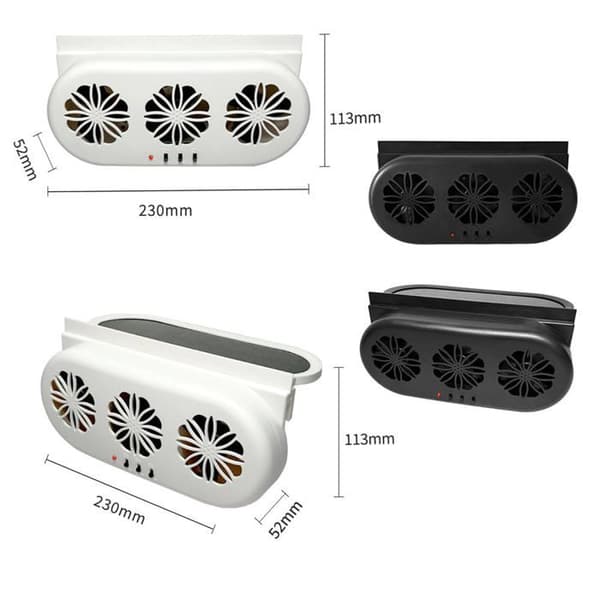 Bil eksosvifte, 3 solcelledrevne USB-vifter