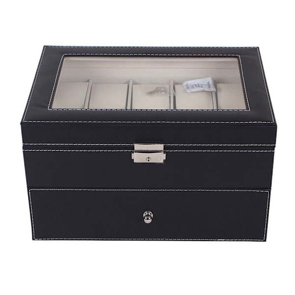 Watchbox Klockbox til 20 ure sort - hvid syning og vindue