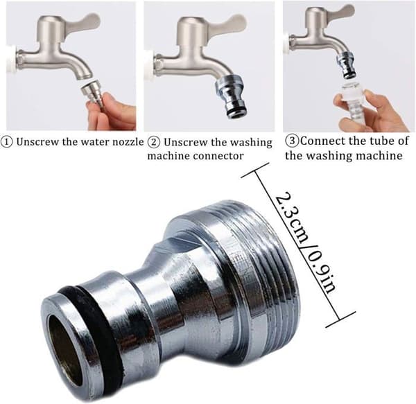 Kran slangblandare krananslutning köksadapter kranadapter för trädgårdsslang 23 MM Silver (2 stycken)