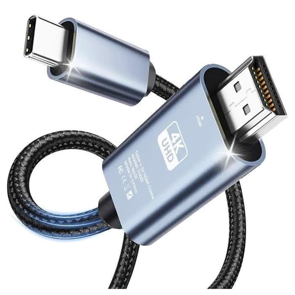 USB C til HDMI 4K 60Hz Type C (Thunderbolt 3) til HDMI-kabel for Surface, MacBook, iMac, iPad, Dell, HP, Lenovo, Galaxy, Huawei - 2M