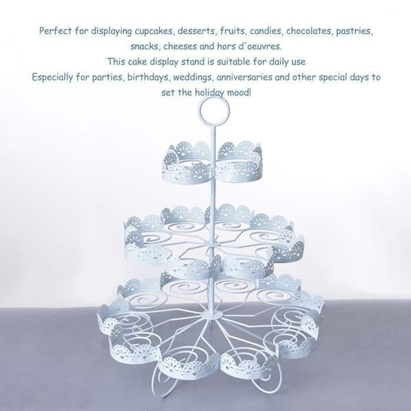 3-lags dessertutstillingsstativ med hult jerndesign, 310 x 310 x 355 mm