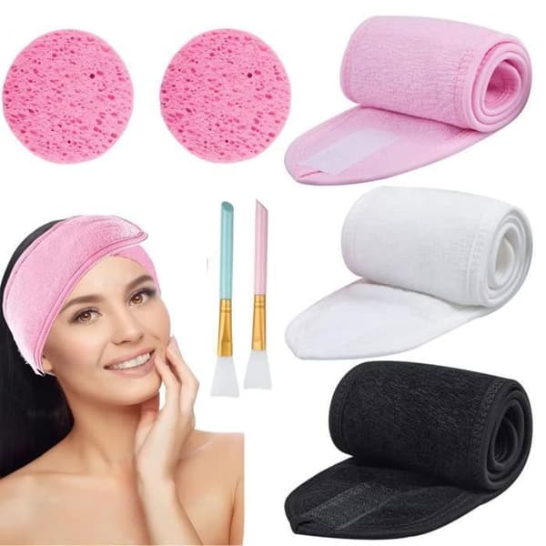 Makeup-hårband för kvinnor - MAKE-UP - 3-pack - Mjukt och stretchigt frotté