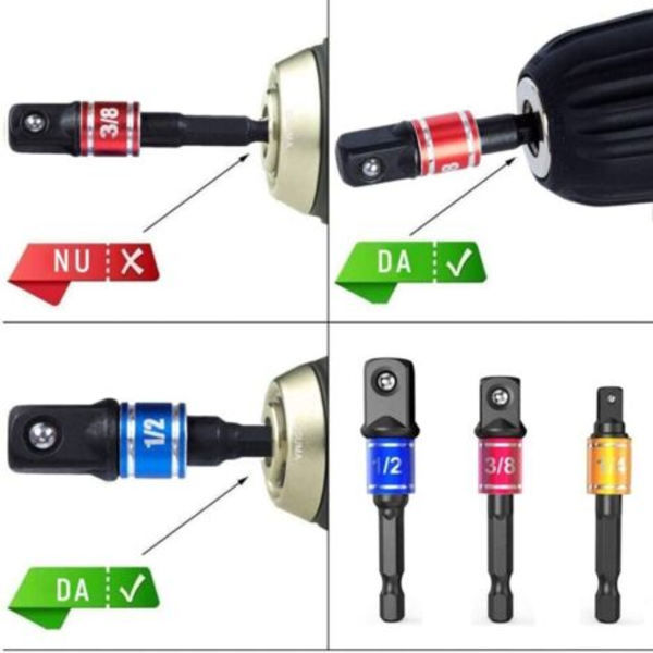 1/4\" 3/8\" 1/2\" Pipeadapter Pipeholderadapter for Slagtrekker