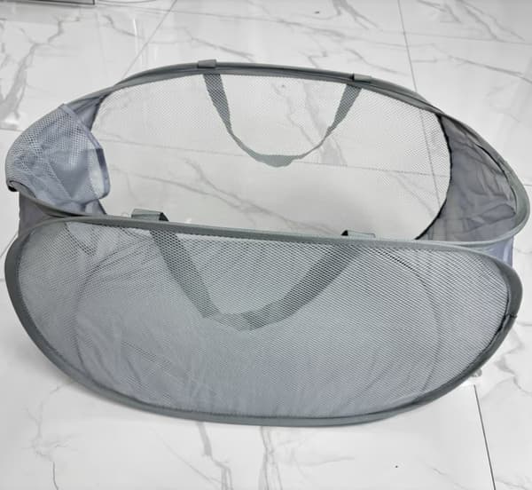 Foldable Laundry Basket with Handles Grey Black