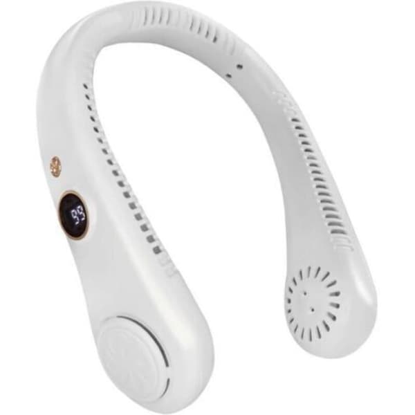 Halsventilator. Mini bærbar ventilator. 5 hastigheder. Genopladeligt batteri. USB-ventilator (hvid).