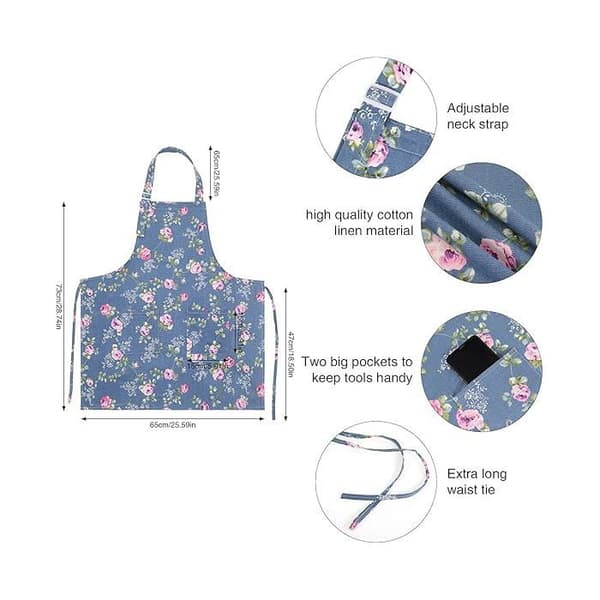®RisingFF 2-pak forklæder til kvinder, justerbare blomstrede forklæder med store lommer