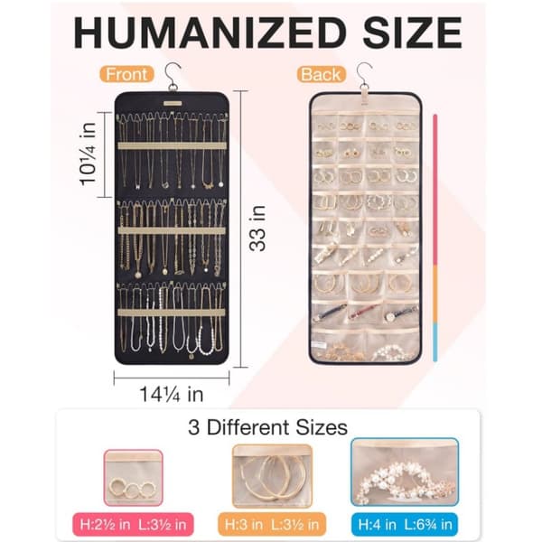 Large Double-Sided Jewelry Hanging Organizer L