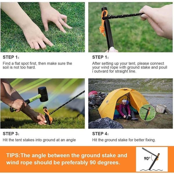 Sett med 4 teltplugger, 7,1 tommer metalljordplugger for camping, aluminium, solide campingplugger, spikerplugger med