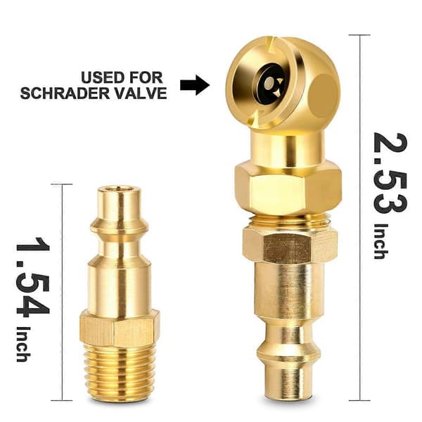 2-pack portabla luftchuckar, solid metall, sluten kul-luftchuck + 1/4 tum NPT standard snabbkontakt, däckpåfyllning