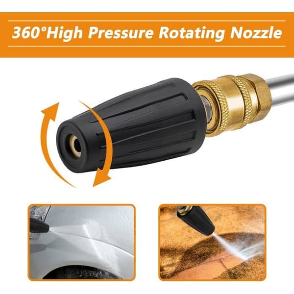 Roterande turbomunstycke för högtryckstvätt, 3GPM 3600PSI med 6,35 mm snabbkoppling