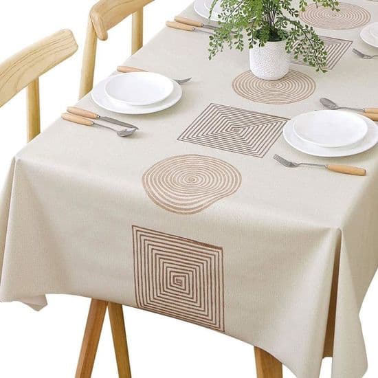 Vanntett rektangulær PVC-duk, 140 x 220 cm plastduk, flekk- og oljebestandig, beige