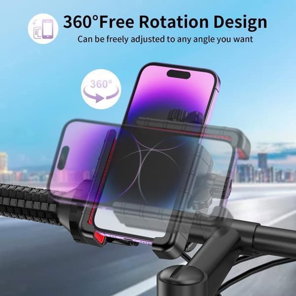 Universal Motorcykel Telefonholder - Anti-slip - Stødabsorberende - 1-sekunds Quick Release
