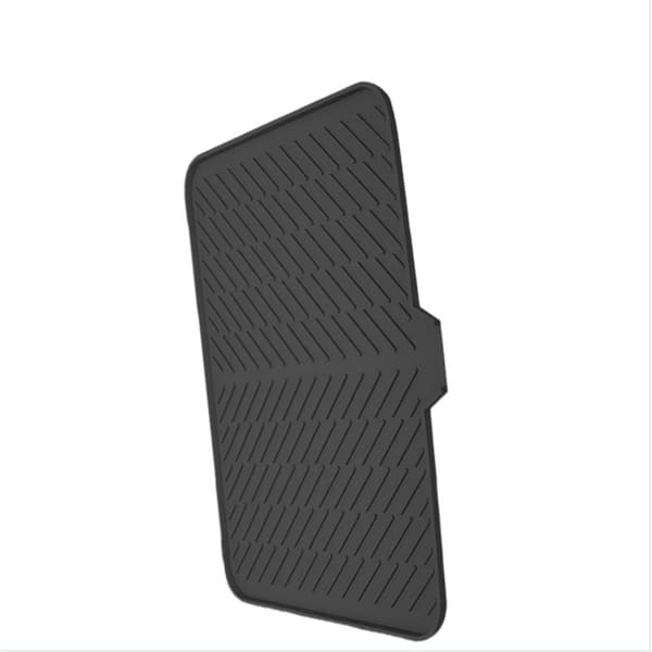 Silicone Dish Drying Mat with Slope - Kitchen Countertop Drain Board, Efficient Water Drainage and Quick Drying Black Black