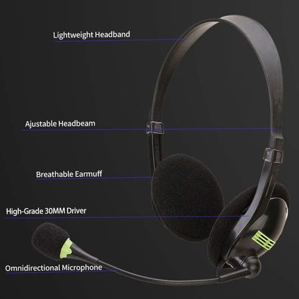 Gaming headset med hovedtelefoner og mikrofon. USB-headset med mikrofon til videospil. Kablede øretelefoner.
