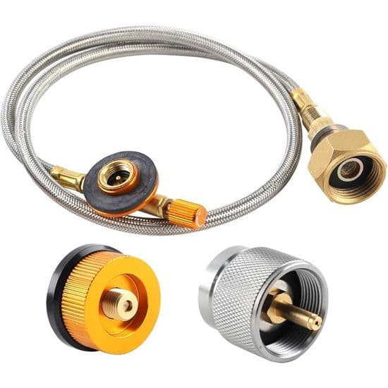 Gasolflaskadapter, Campinggaspatronadapter, Propanadapter, Ersättningsslang