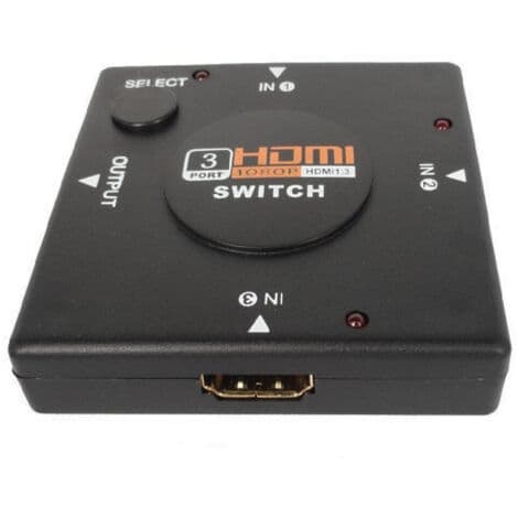 HDMI-switch 1080p HDMI 3-port Xbox, PS3, dekoder og PC, DVD, videoprojektor