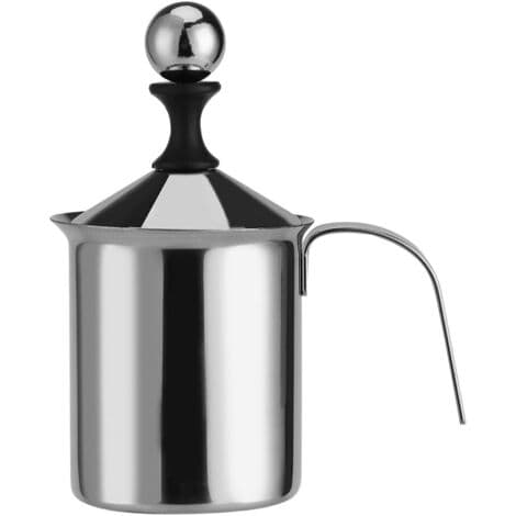 Mælkeskummer, 400c manuel mælkeskummer i rustfrit stål med dobbeltnet, skumblander til kaffe, latte, varm chokolade, cappuccino