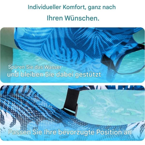 Pool flyder. Oppustelig hængekøje. Hængekøje og vandstråle