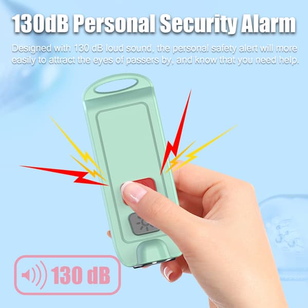 Personal Alarm 130 dB, LED Light, IP66 Waterproof Black