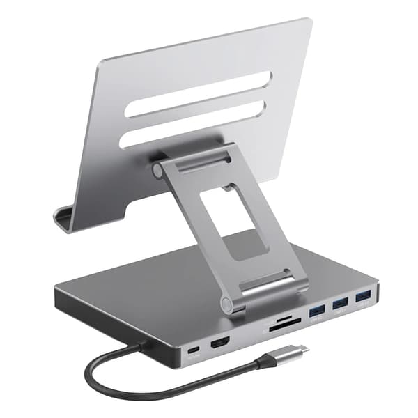 Dockingstation til bærbar computer i aluminiumslegering, PD, USB 3.0, understøtter USB C, SD, TF-slot, 8-i-1