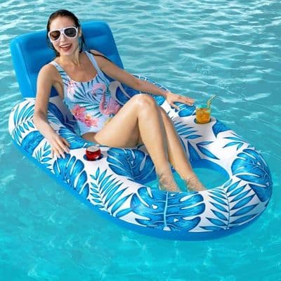 Oppustelig Pool Float til Voksne, Oppustelig Poolmadras, 160x140cm, Oppustelige Floats og Madrasser, Stor Oppustelig Float