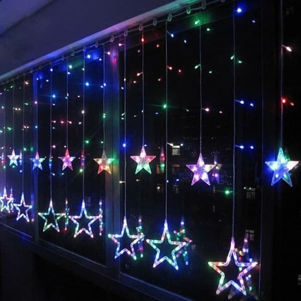 Stjerneformede LED-gardinlys - Juledekorasjon for hjem og fest