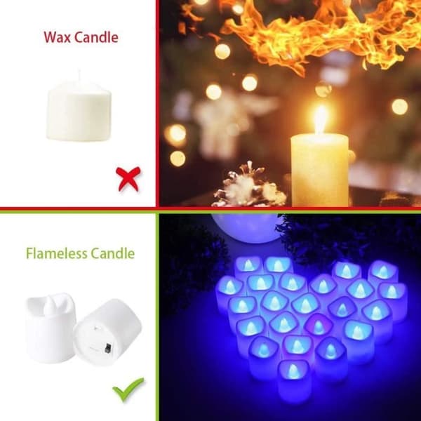 LED-kynttiläsarja, 24 kpl - liekitön - sininen - juhlakoriste